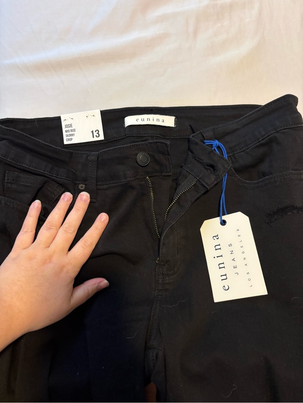 eunina Black Skinny Crop Jeans for Women